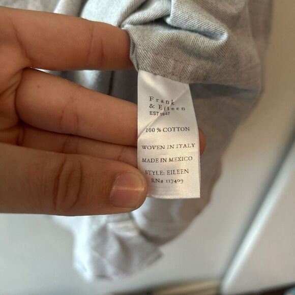 Frank & Eileen Gray Cotton Eileen Button Front Blouse Womens Size Small - Picture 6 of 9